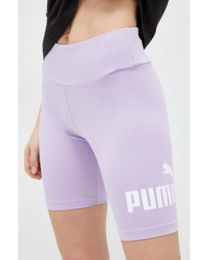 Puma szorty damskie kolor fioletowy z nadrukiem high waist 848347.