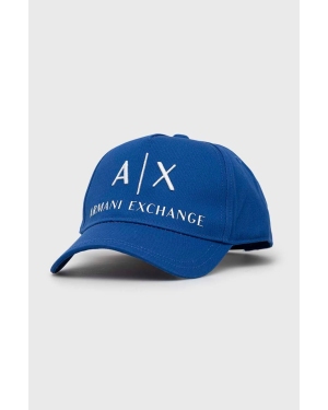 Armani Exchange czapka bawełniana kolor niebieski z aplikacją 954039 CC513 NOS