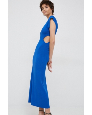 Sisley sukienka kolor niebieski maxi dopasowana