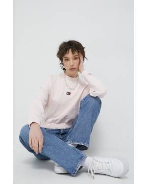 Tommy Jeans bluza bawełniana damska kolor różowy gładka