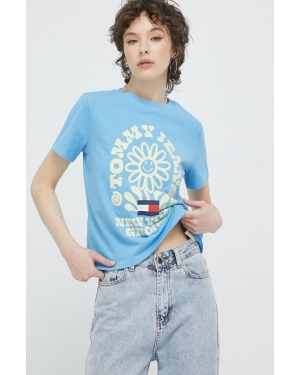 Tommy Jeans t-shirt bawełniany kolor niebieski