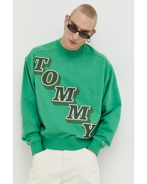 Tommy Jeans bluza męska kolor zielony z nadrukiem