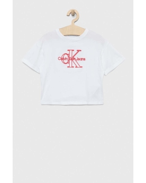 Calvin Klein Jeans t-shirt bawełniany dziecięcy kolor biały