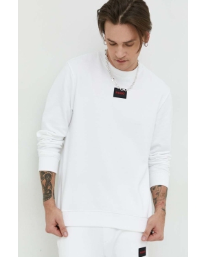 HUGO bluza bawełniana męska kolor biały z aplikacją