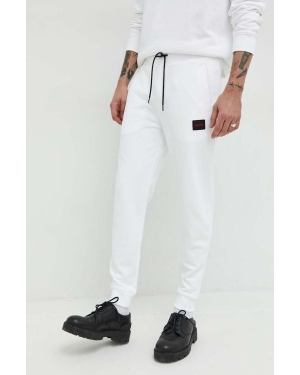 HUGO spodnie dresowe bawełniane kolor biały melanżowe 50447963