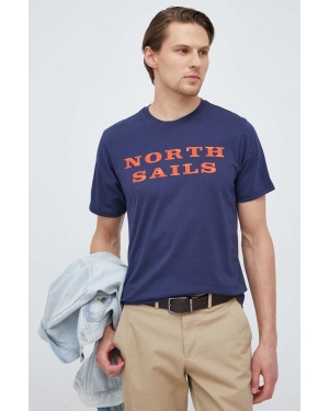 North Sails t-shirt bawełniany kolor granatowy z nadrukiem