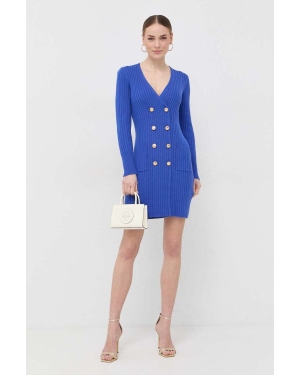 Luisa Spagnoli sukienka wełniana kolor niebieski mini dopasowana