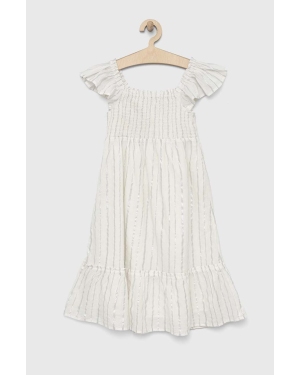 GAP sukienka dziecięca kolor biały midi rozkloszowana