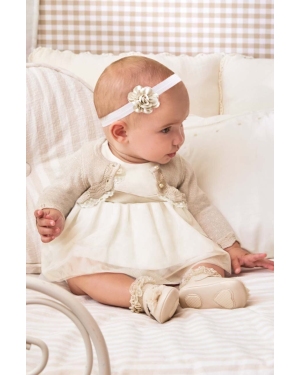 Mayoral Newborn sukienka dziecięca kolor beżowy mini rozkloszowana