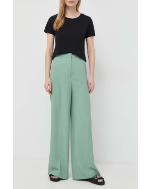 BOSS spodnie damskie kolor zielony proste high waist