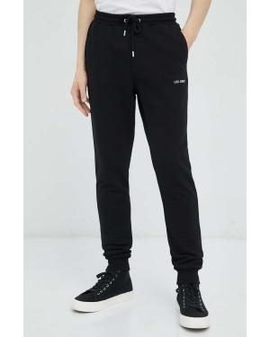 Les Deux spodnie dresowe bawełniane kolor czarny z nadrukiem