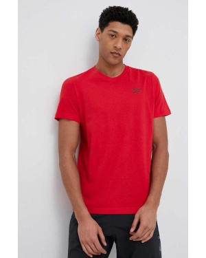Reebok t-shirt bawełniany kolor czerwony gładki