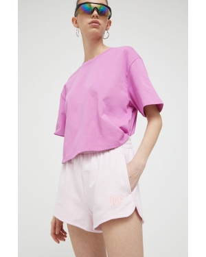 UGG szorty bawełniane kolor różowy gładkie high waist