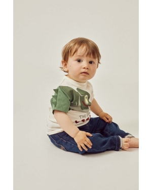 zippy t-shirt bawełniany dziecięcy kolor beżowy z nadrukiem
