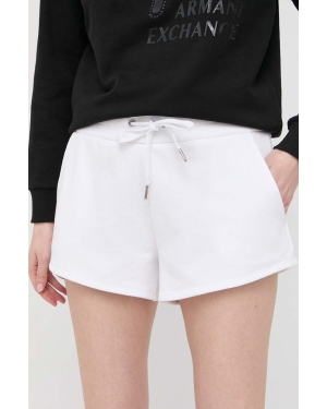Armani Exchange szorty damskie kolor biały gładkie high waist