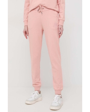 Armani Exchange spodnie dresowe kolor różowy gładkie