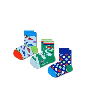 Happy Socks skarpetki dziecięce Kids Car 3-pack kolor niebieski