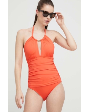 Lauren Ralph Lauren jednoczęściowy strój kąpielowy kolor pomarańczowy lekko usztywniona miseczka