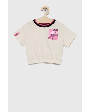 Sisley t-shirt bawełniany dziecięcy kolor beżowy