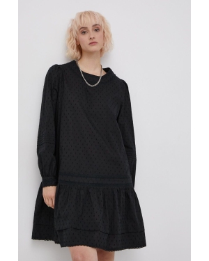 Superdry Sukienka bawełniana kolor czarny mini rozkloszowana