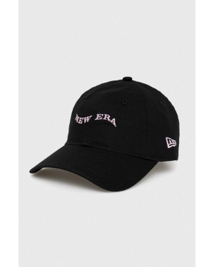 New Era czapka z daszkiem bawełniana kolor czarny z nadrukiem