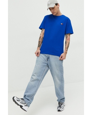 Tommy Jeans t-shirt bawełniany kolor niebieski z aplikacją