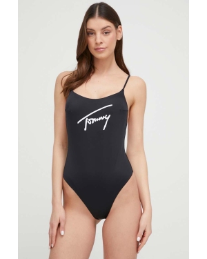 Tommy Jeans jednoczęściowy strój kąpielowy kolor czarny miękka miseczka