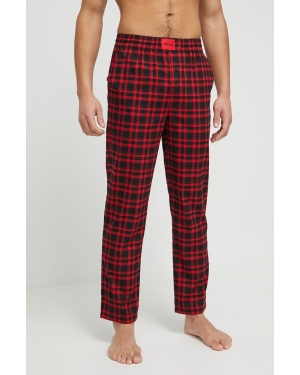 HUGO spodnie bawełniane lounge kolor czerwony wzorzyste