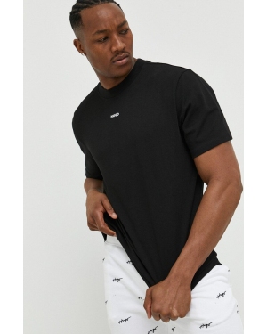 HUGO t-shirt bawełniany kolor czarny gładki