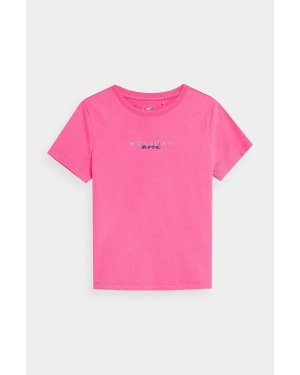 4F t-shirt bawełniany dziecięcy kolor fioletowy