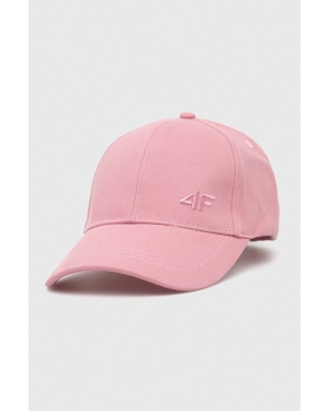 4F czapka z daszkiem bawełniana kolor różowy gładka
