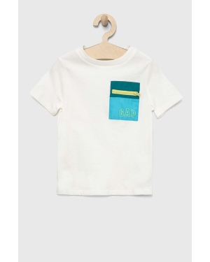 GAP t-shirt bawełniany dziecięcy kolor biały z aplikacją