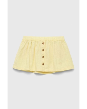 GAP spódnica lniana dziecięca kolor żółty mini rozkloszowana