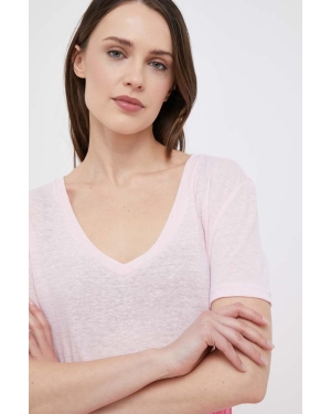 GAP t-shirt lniany kolor różowy