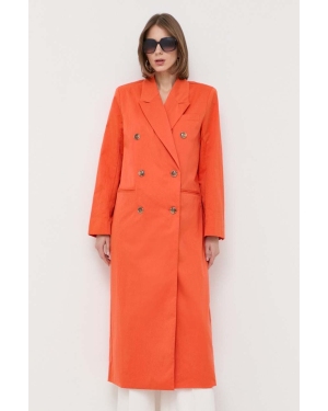Notes du Nord płaszcz damski kolor pomarańczowy przejściowy dwurzędowy