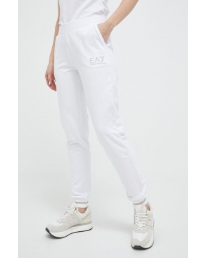 EA7 Emporio Armani spodnie dresowe kolor biały z nadrukiem