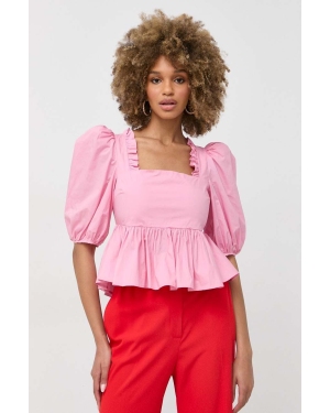Custommade bluzka bawełniana Darine damska kolor różowy gładka