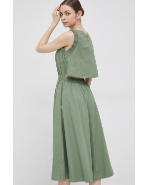 Deha sukienka kolor zielony midi rozkloszowana