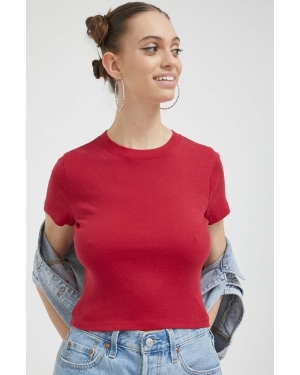 Hollister Co. t-shirt bawełniany kolor czerwony