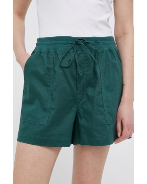 GAP szorty bawełniane kolor zielony gładkie high waist