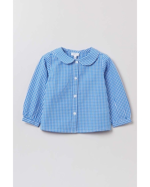 OVS bluzka bawełniana niemowlęca kolor niebieski wzorzysta