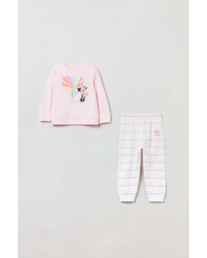 OVS piżama niemowlęca kolor różowy z nadrukiem