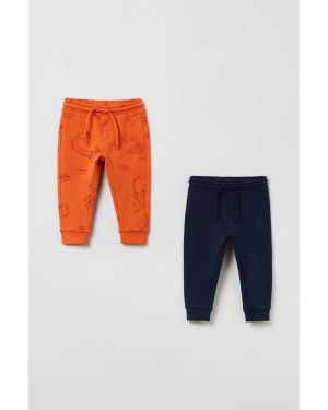 OVS spodnie dresowe bawełniane dziecięce kolor pomarańczowy wzorzyste