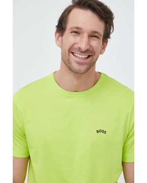 Boss Green t-shirt bawełniany kolor zielony gładki
