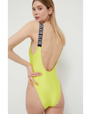Calvin Klein jednoczęściowy strój kąpielowy kolor żółty miękka miseczka