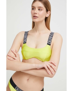 Calvin Klein biustonosz kąpielowy kolor zielony miękka miseczka