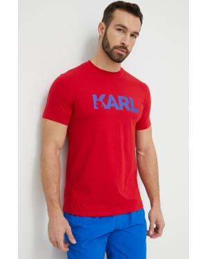 Karl Lagerfeld t-shirt bawełniany kolor czerwony z nadrukiem