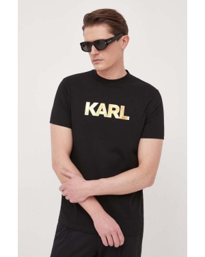 Karl Lagerfeld t-shirt bawełniany kolor czarny z aplikacją