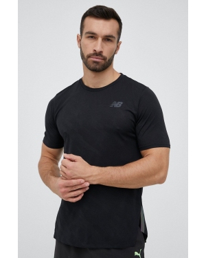 New Balance t-shirt do biegania Q Speed kolor czarny gładki