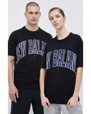 New Balance t-shirt bawełniany kolor czarny z nadrukiem